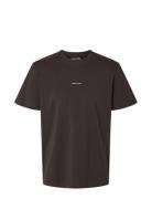 Slhaspen Print Ss O-Neck Tee Noos Tops T-Kortærmet Skjorte Brown Selec...