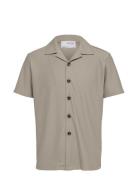 Slhloose-Plisse Resort Ss Shirt Ex Tops Shirts Short-sleeved Beige Sel...