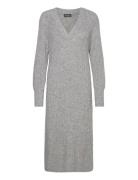 Slrakel V-Neck Dress Knælang Kjole Grey Soaked In Luxury