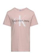 Ck Monogram Ss T-Shirt Tops T-Kortærmet Skjorte Pink Calvin Klein