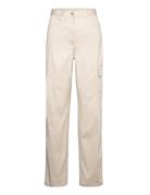 Stretch Twill High Rise Straight Bottoms Trousers Cargo Pants Beige Ca...