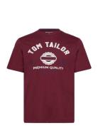 Logo Tee Tops T-Kortærmet Skjorte Burgundy Tom Tailor