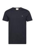 Slim Shield V-Neck T-Shirt Tops T-Kortærmet Skjorte Black GANT