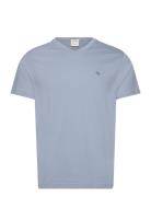 Slim Shield V-Neck T-Shirt Tops T-Kortærmet Skjorte Blue GANT