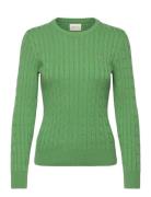 Stretch Cotton Cable C-Neck Tops Knitwear Jumpers Green GANT