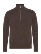 Slhrodney Ls High Neck Half Zip Tops Knitwear Half Zip Jumpers Brown S...