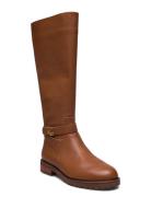 Hallee Tumbled Leather Tall Boot Lange Støvler Brown Lauren Ralph Laur...