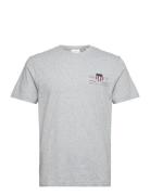 Reg Archive Shield Emb Ss T-Shirt Tops T-Kortærmet Skjorte Grey GANT