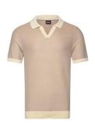 Tempio Tops Knitwear Short Sleeve Knitted Polos Cream BOSS