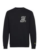 Ripple Logo Crewneck Tops Sweatshirts & Hoodies Sweatshirts Black Lyle...