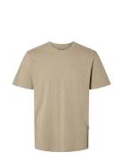 Slhaspen Slub Ss O-Neck Tee Noos Tops T-Kortærmet Skjorte Beige Select...