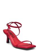 Bialulu Minimal Strap Sandal Faux Leather Sandal Med Hæl Red Bianco