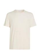 Cotton Linen T-Shirt Tops T-Kortærmet Skjorte Cream Calvin Klein