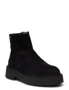 Crid W Suede Kaki Shoes Boots Ankle Boots Ankle Boots Flat Heel Black ...