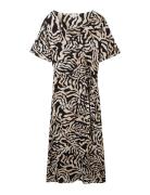 Printed Wrap Dress Knælang Kjole Black Tom Tailor