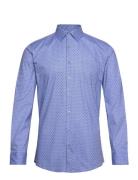 Aop Plain Stretch Shirt L/S Tops Shirts Casual Blue Lindbergh