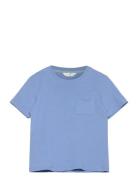 Essential Cotton-Blend T-Shirt Tops T-Kortærmet Skjorte Blue Mango