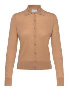 Merino Wool Button Cardi Tops Knitwear Cardigans Beige Calvin Klein