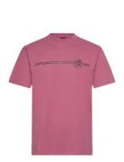 Opus Dot Stripe Tops T-Kortærmet Skjorte Pink Santa Cruz