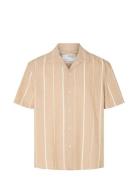 Slhrelaxnew-Linen Shirt Ss Resort Tops Shirts Short-sleeved Beige Sele...