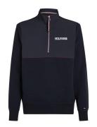 Monotype Mix Media Half Zip Tops Sweatshirts & Hoodies Sweatshirts Blu...