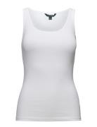 Cotton-Blend Tank Top Tops T-shirts & Tops Sleeveless White Lauren Ral...