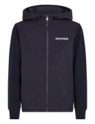 Monotype Mix Media Hdd Zip Thru Tops Sweatshirts & Hoodies Hoodies Nav...