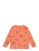 T-Shirt Ls Aop Tops T-shirts Long-sleeved T-Skjorte Orange Minymo