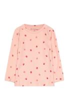 T-Shirt Ls Aop Rib Tops T-shirts Long-sleeved T-Skjorte Pink Minymo