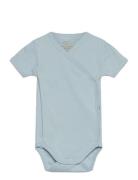 Baby Rib Jersey Body Crossover W. Ss Bodies Wrap Bodies Blue Copenhage...