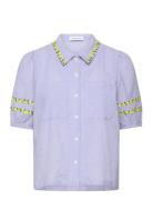 Champmesle Lemon Tops Blouses Short-sleeved Blue Maison Labiche Paris