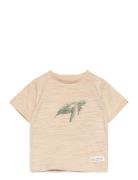 T-Shirt Ss Slub Tops T-Kortærmet Skjorte Beige En Fant