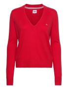 Tjw Essential Vneck Sweater Tops Knitwear Jumpers Red Tommy Jeans