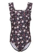 Swimsuit W. Frills, Aop Badedragt Badetøj Multi/patterned Color Kids