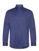 Diamond Dobby Slim Shirt Tops Shirts Business Blue Michael Kors