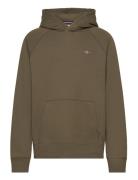 Shield Hoodie Tops Sweatshirts & Hoodies Hoodies Khaki Green GANT