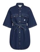 Utility Belted Shirt Dress Kort Kjole Blue Calvin Klein Jeans