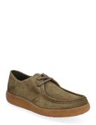 Biaasher Moc Toe Lace Up Shoe Suede Loafers Flade Sko Khaki Green Bian...