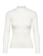 Ribbed Ls High Neck Tops Knitwear Turtleneck White Lee Jeans