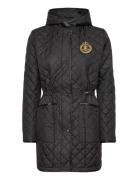 Crest-Patch Diamond-Quilted Hooded Coat Quiltet Jakke Black Lauren Ral...