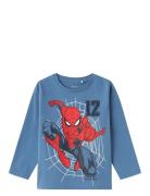 Nmmjaris Spiderman Ls Top Mar Tops T-shirts Long-sleeved T-Skjorte Blu...