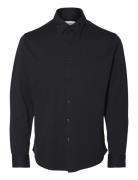 Slhslim-Jersey Shirt Ls Noos Tops Shirts Business Black Selected Homme