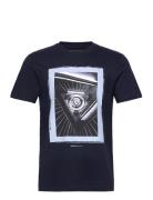 Printed T-Shirt Tops T-Kortærmet Skjorte Navy Tom Tailor