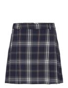 Pleated Mini-Skirt Kort Nederdel Navy Mango