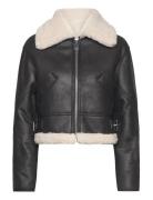 Faux Shearling-Lined Short Jacket Outerwear Faux Fur Black Mango