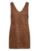 Straight Suede Dress Kort Kjole Brown Mango