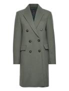 Wool Double-Breasted Coat Uldjakke Jakke Khaki Green Mango