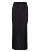 Open Textured Skirt Lang Nederdel Black Mango