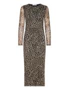 Animal-Print Midi-Dress Knælang Kjole Brown Mango