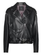 Over D Leather-Effect Jacket Læderjakke Skindjakke Black Mango